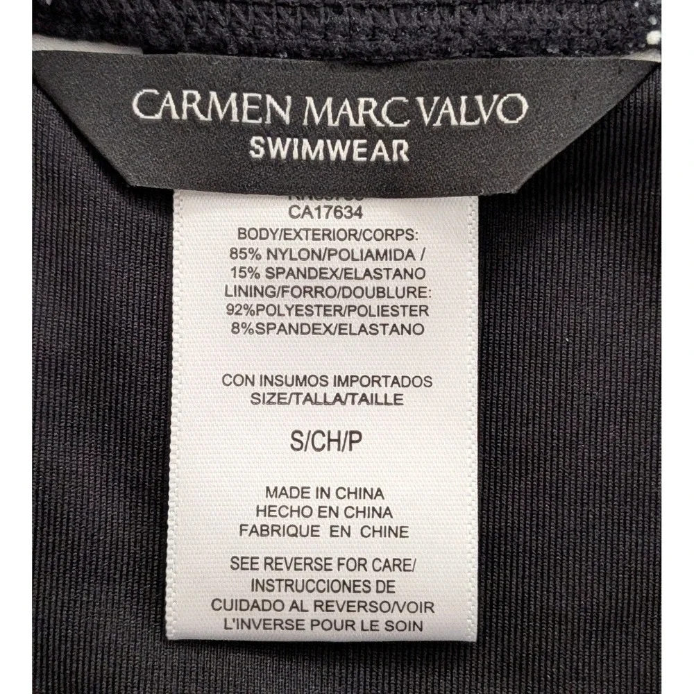 Carmen Marc Valvo O-Ring Bikini Bottom Swimsuit Black White Women's Small S NWT